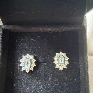 SOLD Elegant Silver and Blue Gemstone topaz Earrings